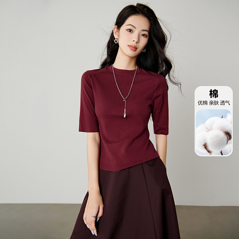 晚白【新品】2025上衣百搭棉质针织衫女25070364