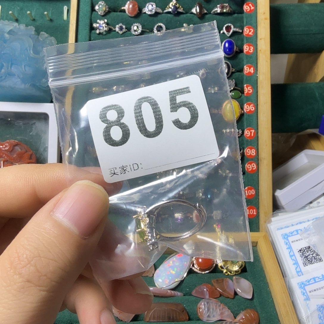 晚***情戒指银S925镶嵌橄榄石