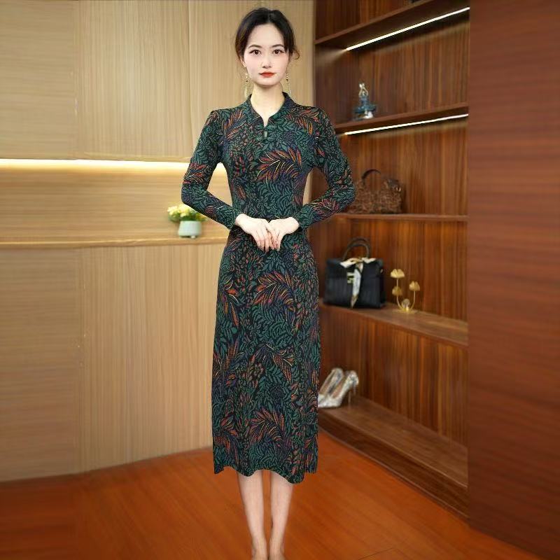 【烧花鎏金】新中式改良旗袍连衣裙修身显瘦时尚洋气
