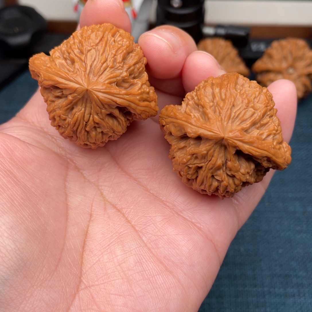 把件文玩核桃全品凹底三角疆43