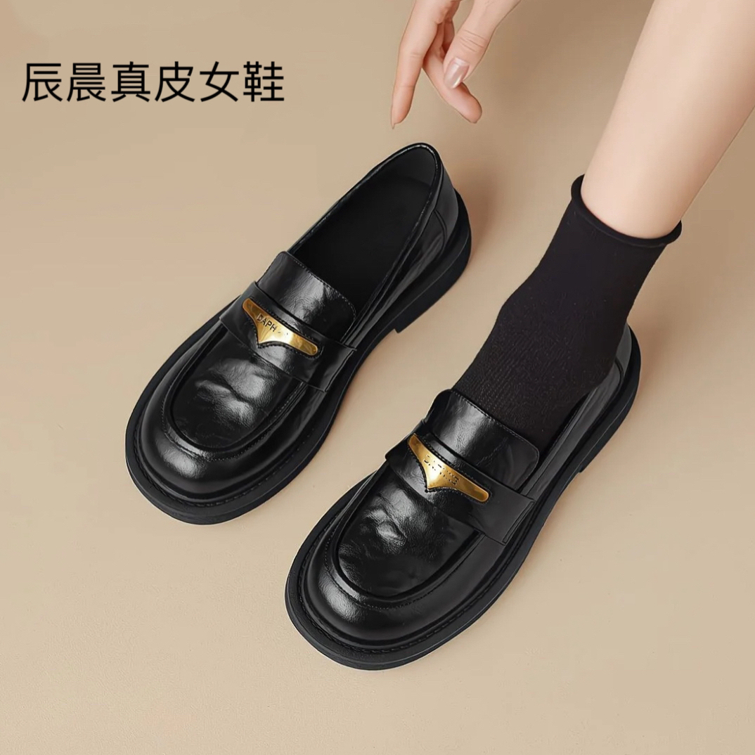 春季透气复古学院纯色春秋时尚轻职风薄底乐福鞋