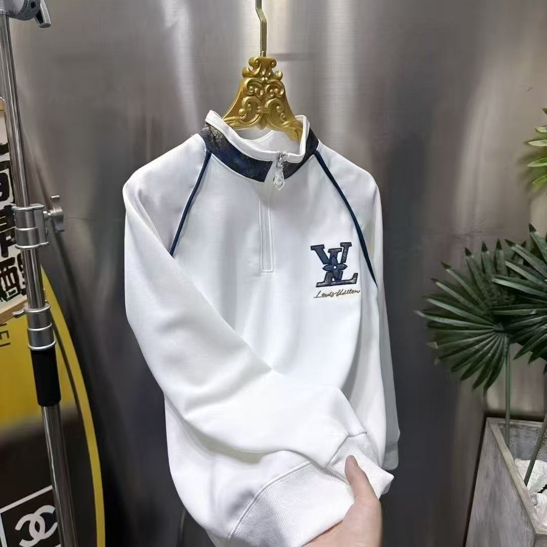 BW 长袖常规拼接套头半拉链提花男款男士卫衣保暖秋冬 F557