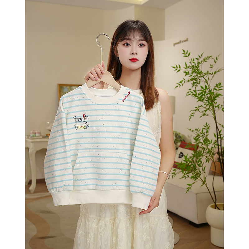 女童条纹上衣长袖T恤儿童洋气内搭打底衫2025秋季韩范新款Q13715