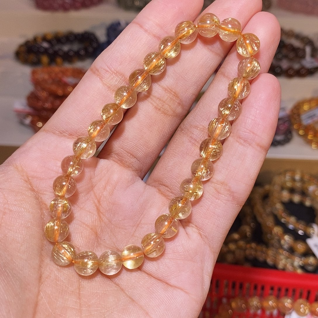 【闪购商品】发晶手串银S800镀金镶嵌蔓*莓发晶顺发6.8mm