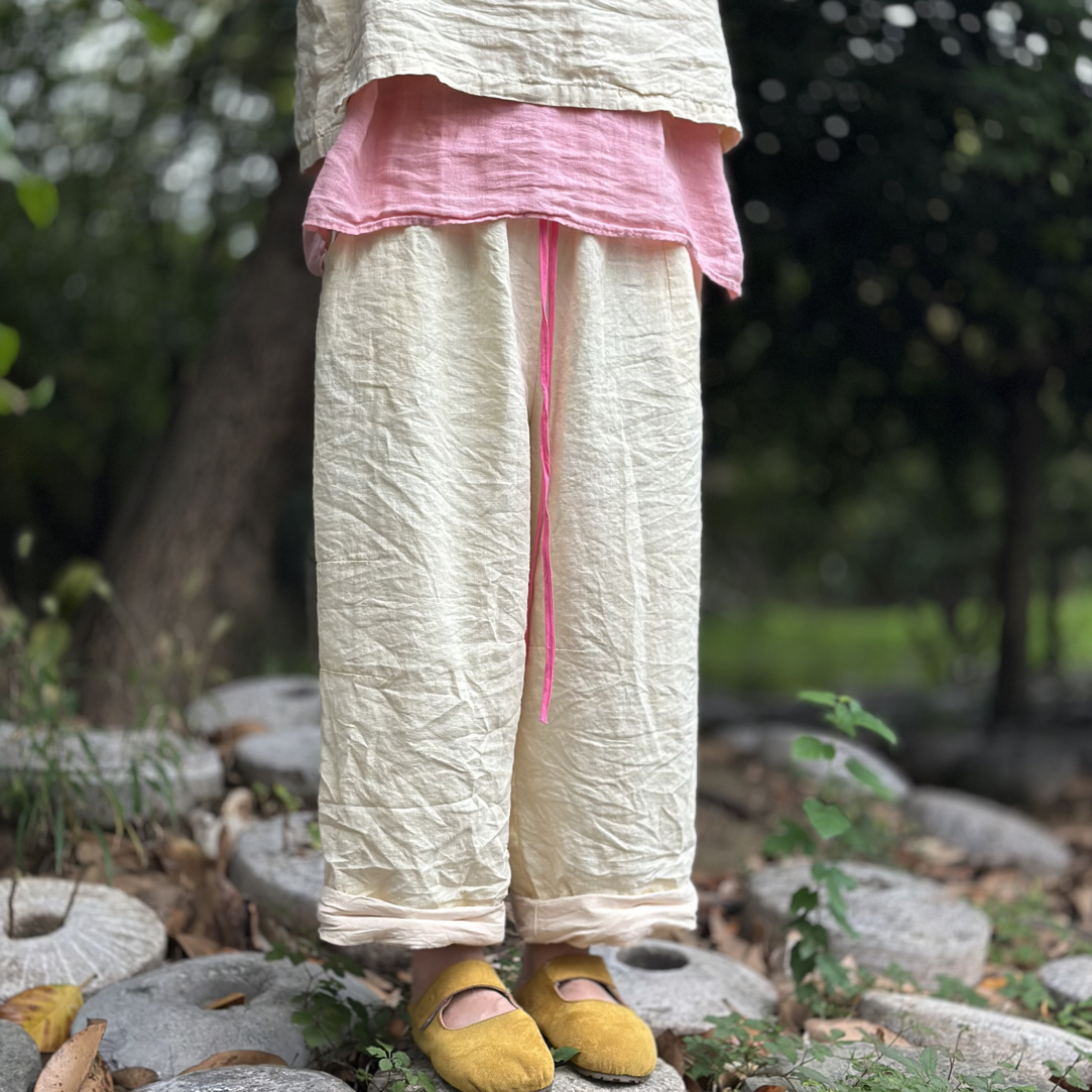 周周布衣/高定汉麻中国风中式春秋毛衣直筒裤/阔腿裤宽松百搭长裤
