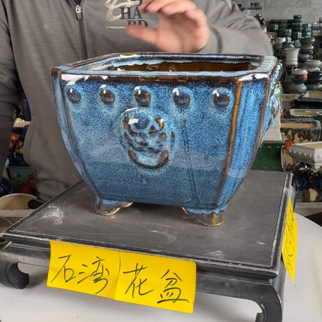 。一风堂石湾花盆 盆口变形 内20*15