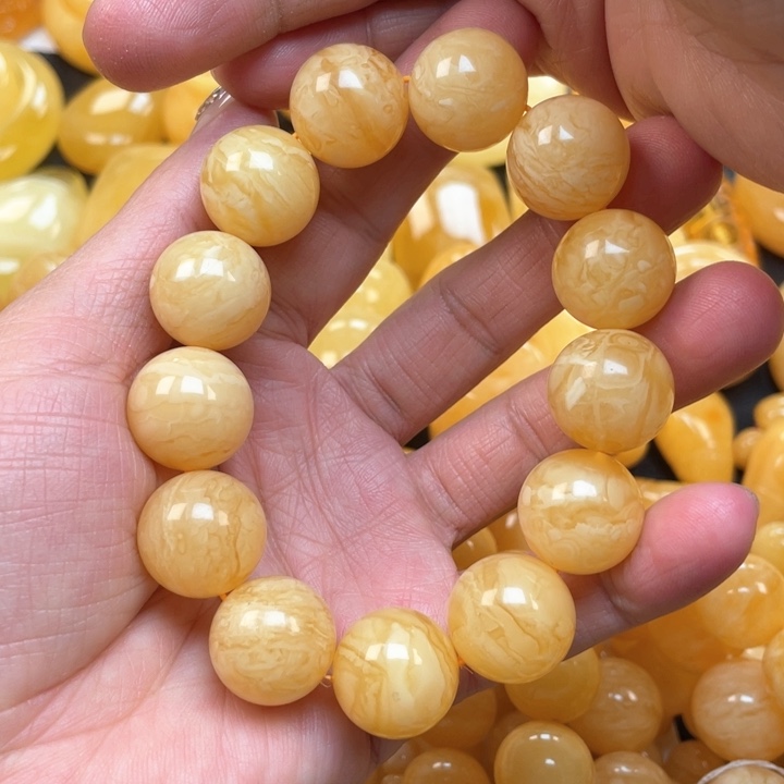 蜜蜡裸石未镶嵌小*子蜜蜡手串