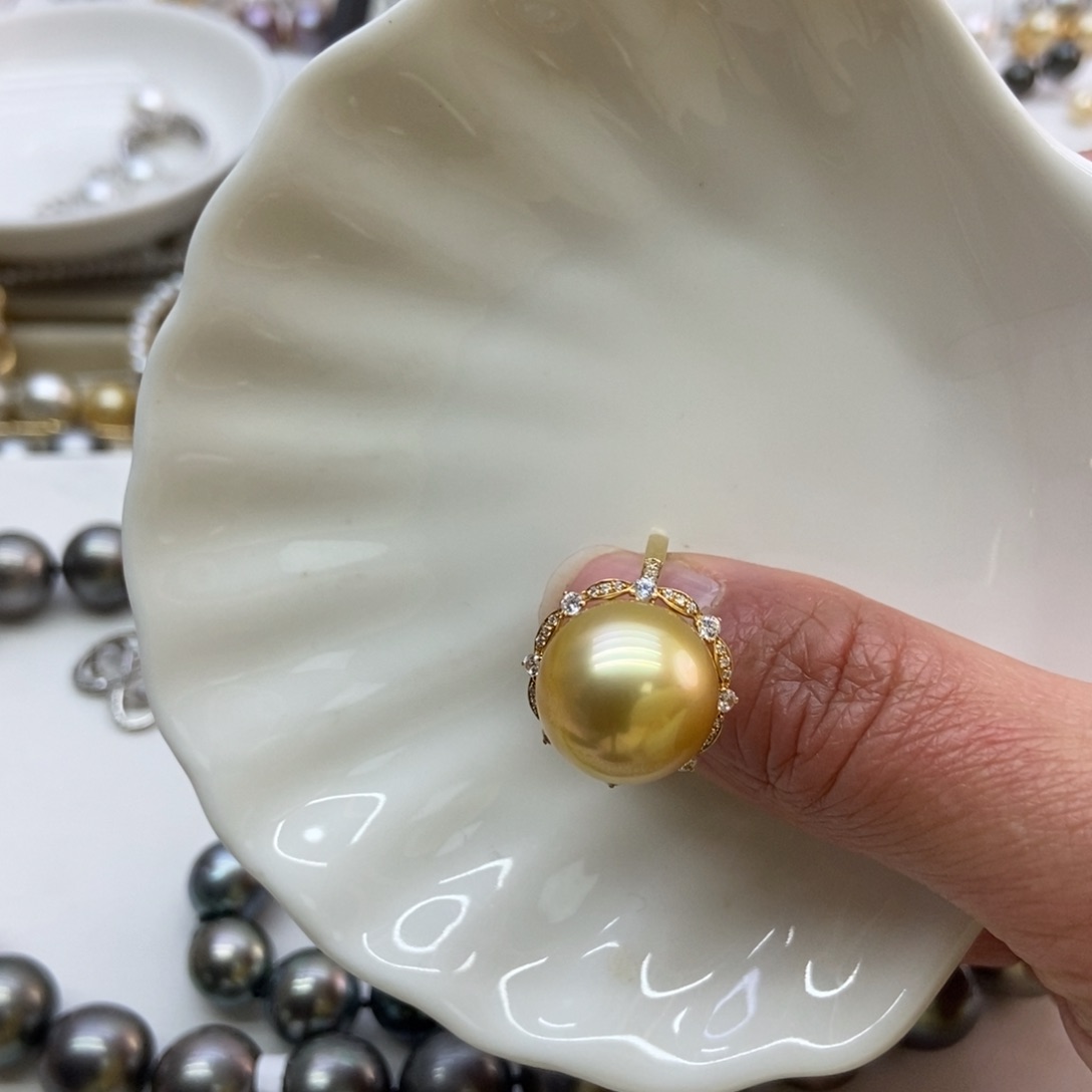 海水珍珠戒指18K金镶嵌