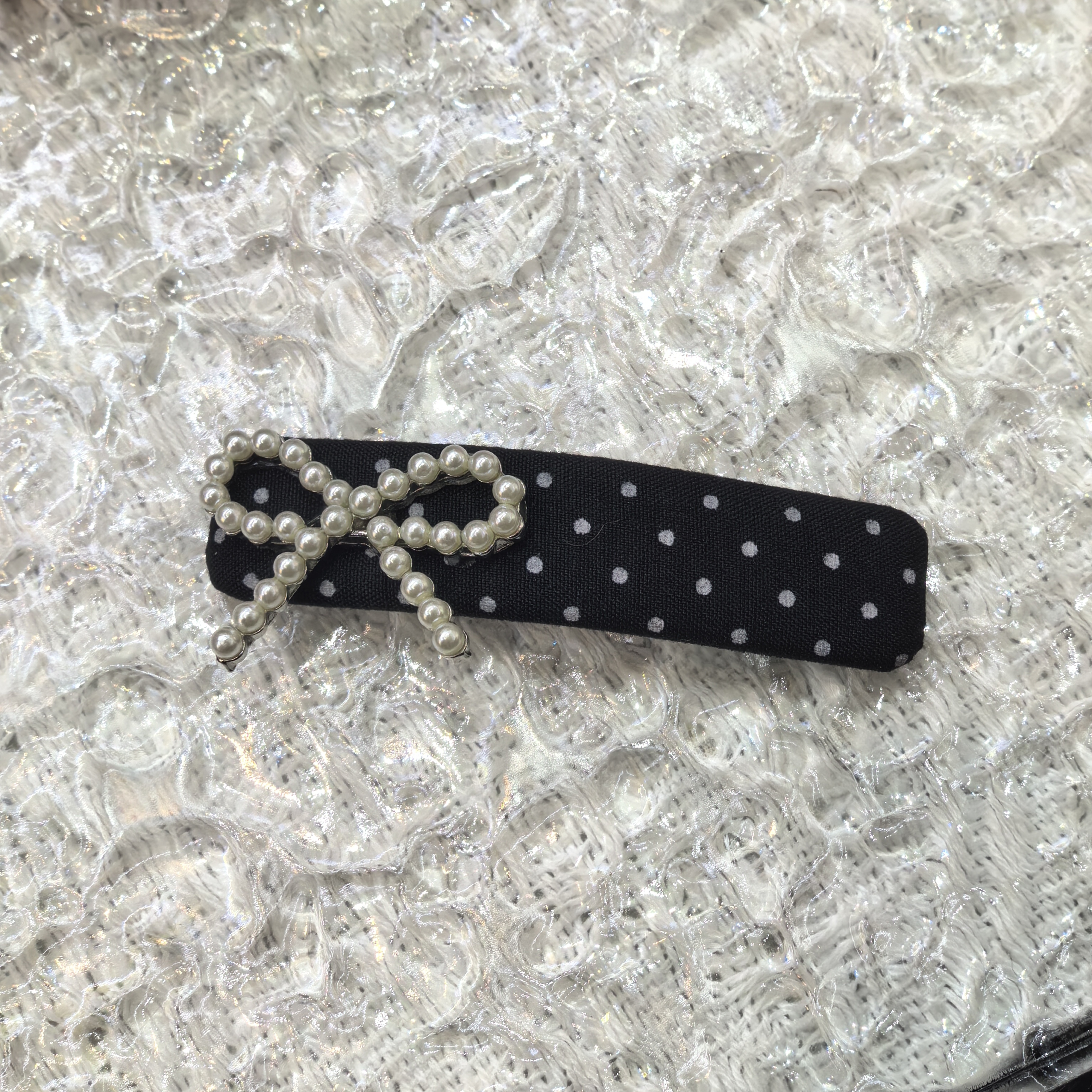 C535白珠蝴蝶结波点掰掰夹