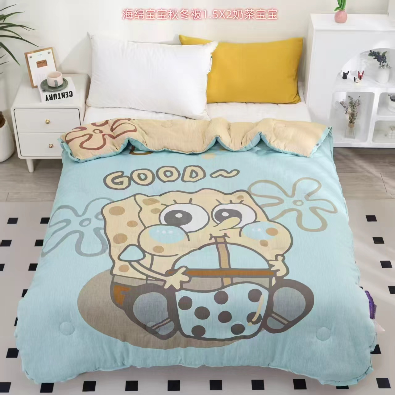 （奶茶海绵）秋冬被150*200cm高端柔软舒适双层纱亲肤可机洗大豆被