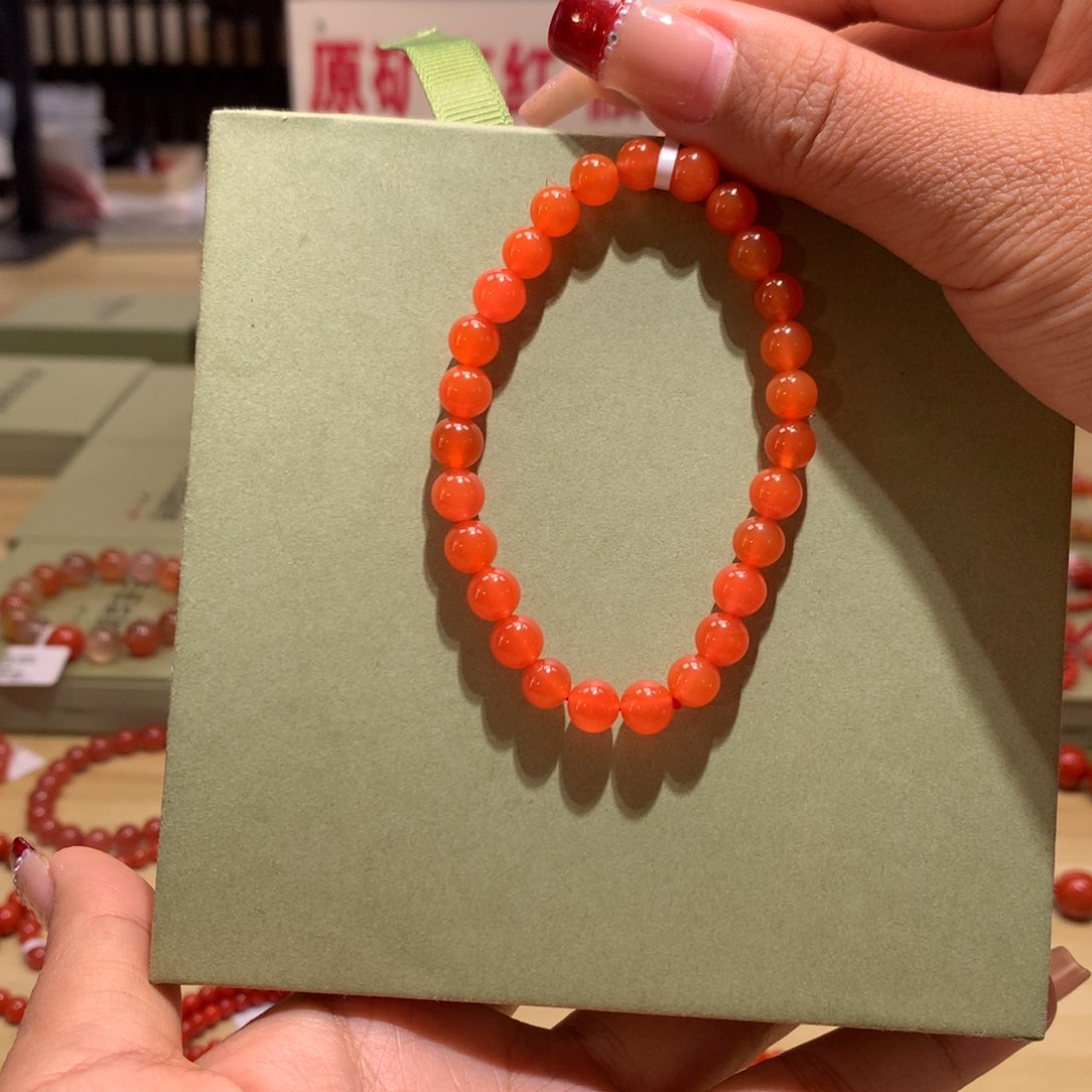 南红玛瑙6+冰橘单圈未镶嵌