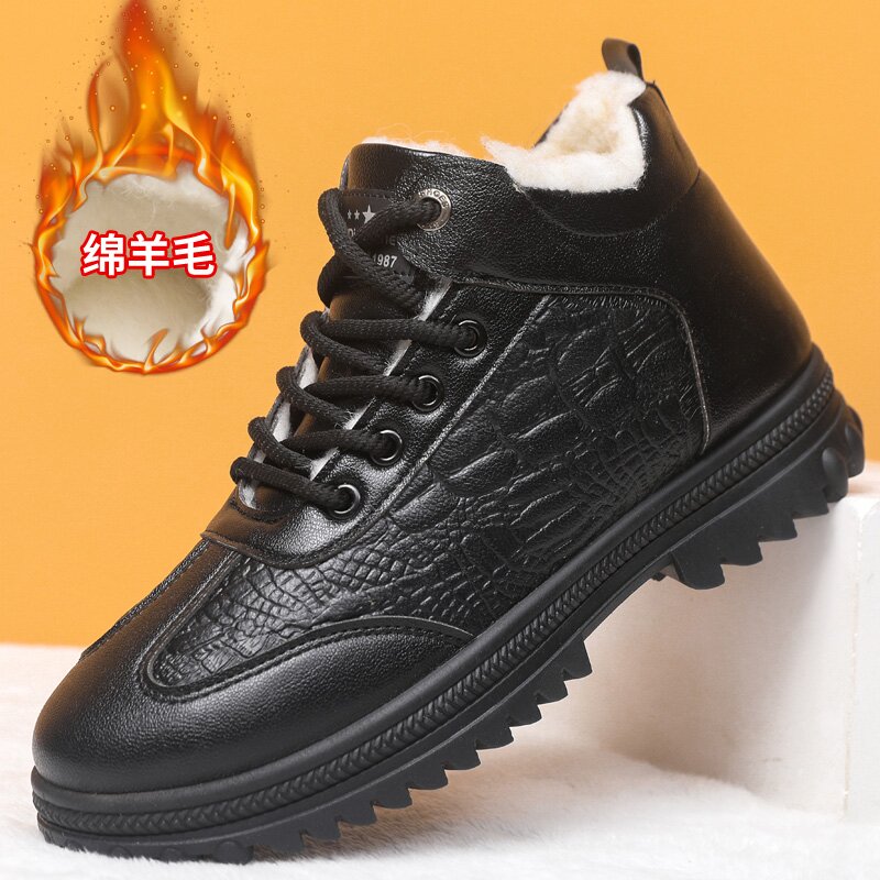 2025秋冬棉靴中帮靴子加厚大棉鞋加绒防滑休闲皮鞋G