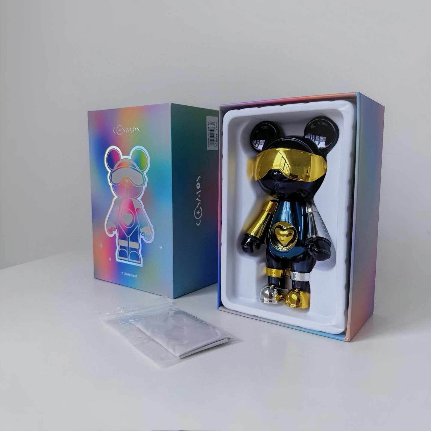 网红流体熊陶瓷摆件轻奢客厅装饰品创意创意潮玩书房蓝色高档电镀