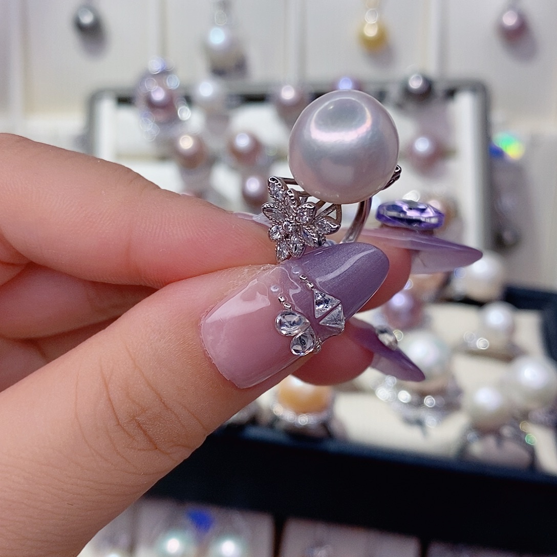 戒指银S925镶嵌淡水珍珠