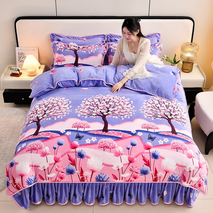 8-9斤加厚高克重牛奶绒四件套不掉毛不起静电床上用品宾馆新款