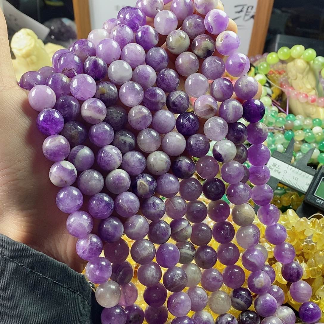 玛瑙/玉髓珠宝半成品未镶嵌一条天然12mm紫水晶C634