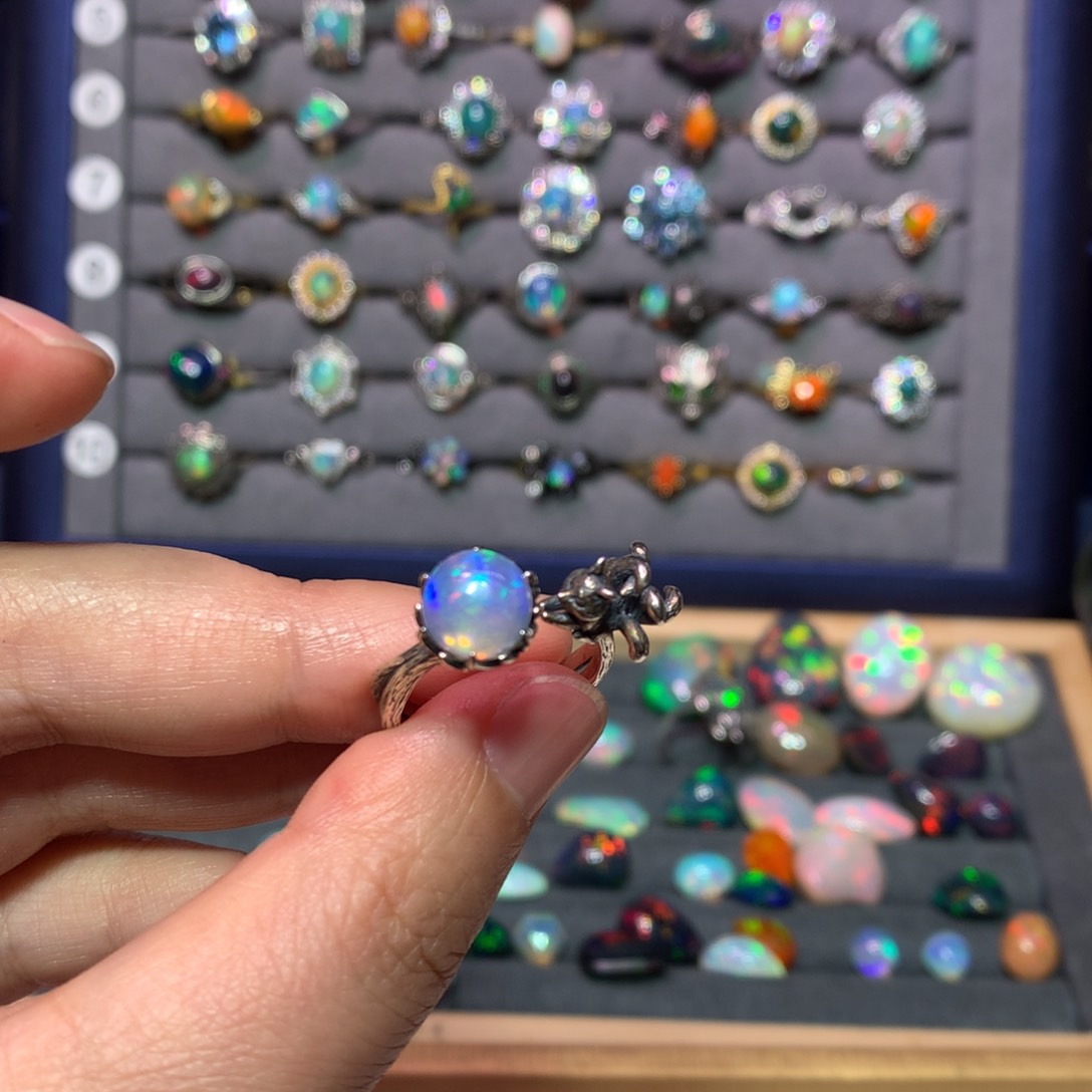 欧泊戒指款式银S925镶嵌星**想