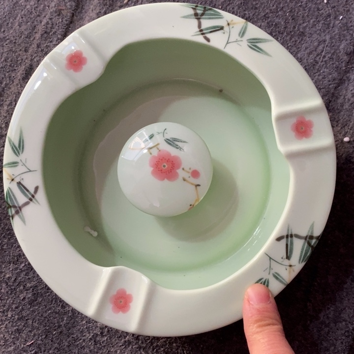 摆件陶绿稀土翠竹烟缸