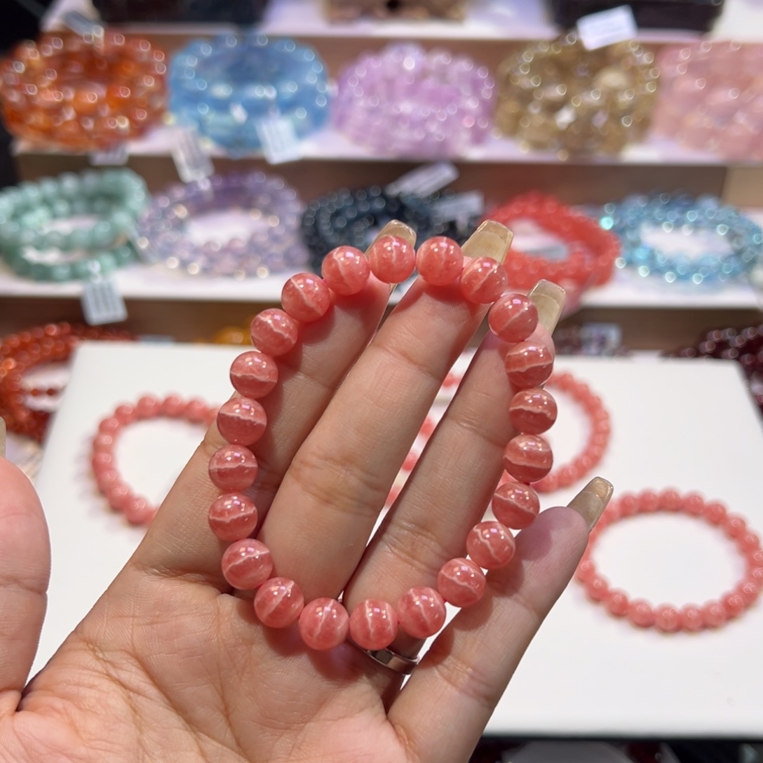 原***尽手串未镶嵌水晶一线天红纹8.6mm