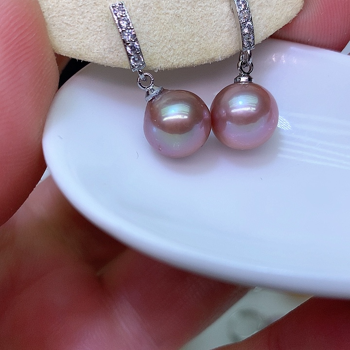 银S925镶嵌耳饰淡水珍珠