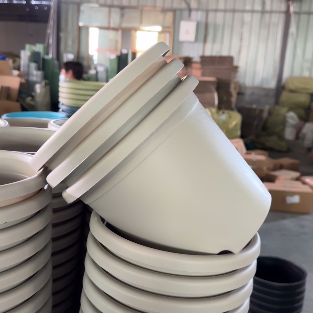 树脂四季盆3#无拖灰白微瑕10