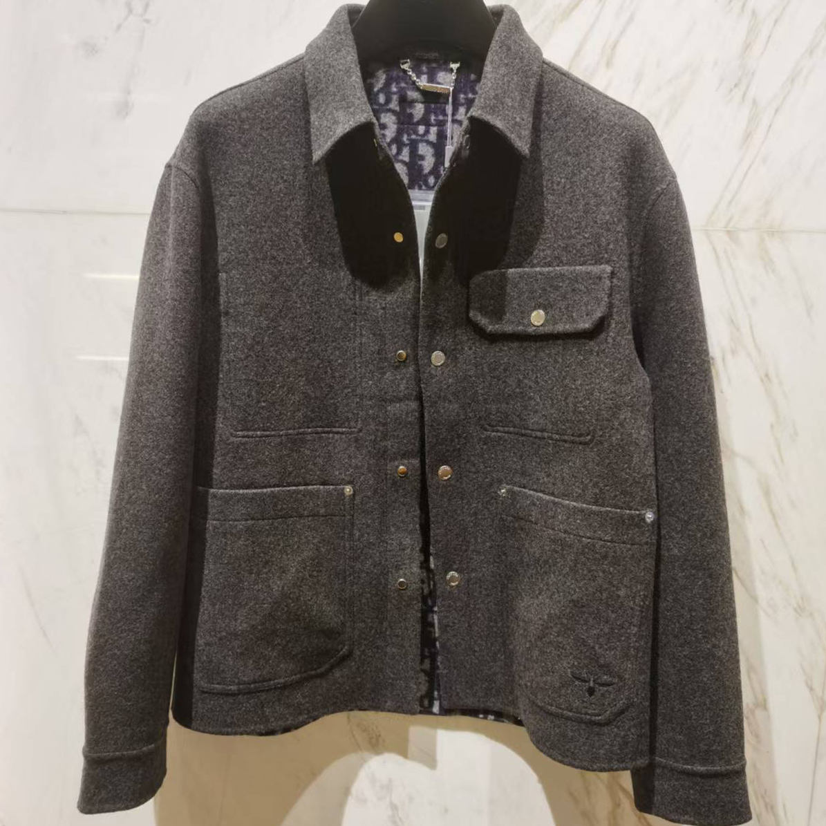 C.Dioc男士秋冬全绵羊毛翻领夹克外套