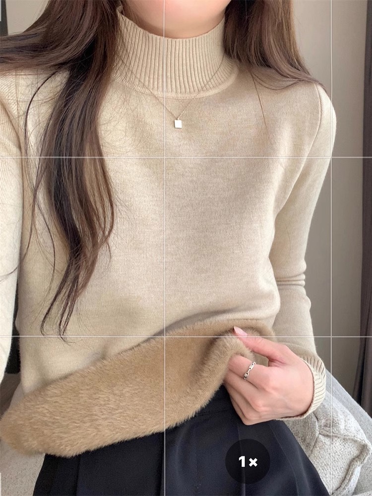 保暖加绒加厚一体绒毛衣长袖半高领内搭女2025年冬季御寒必备神器