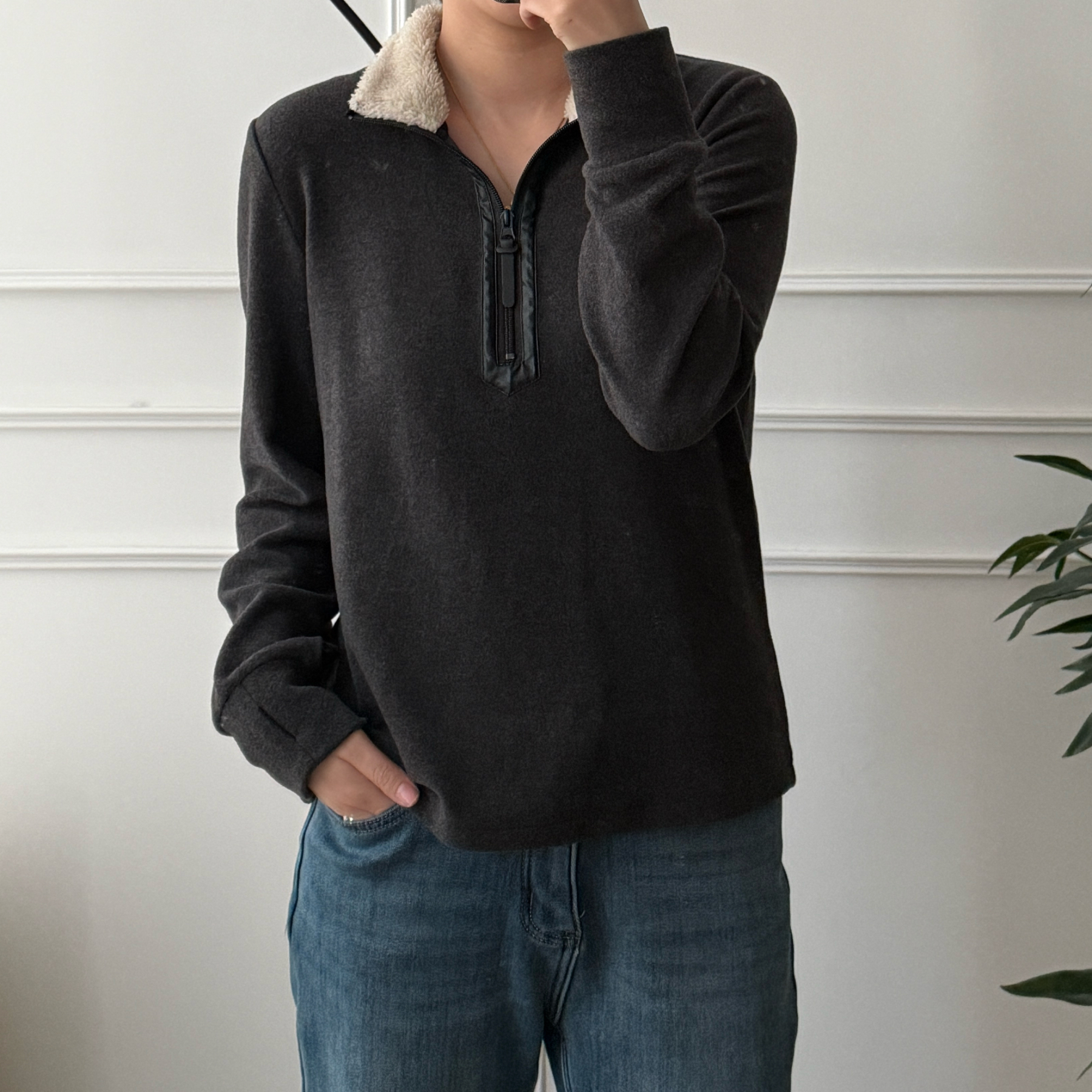 美亚恩NANA【毛毛领】秋冬澳绒半拉链毛毛领长袖卫衣时尚保暖C0086