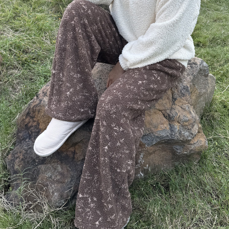 半边绒新款保暖无静电不塌绒保暖锁温带口袋北极秋冬外出型家居裤