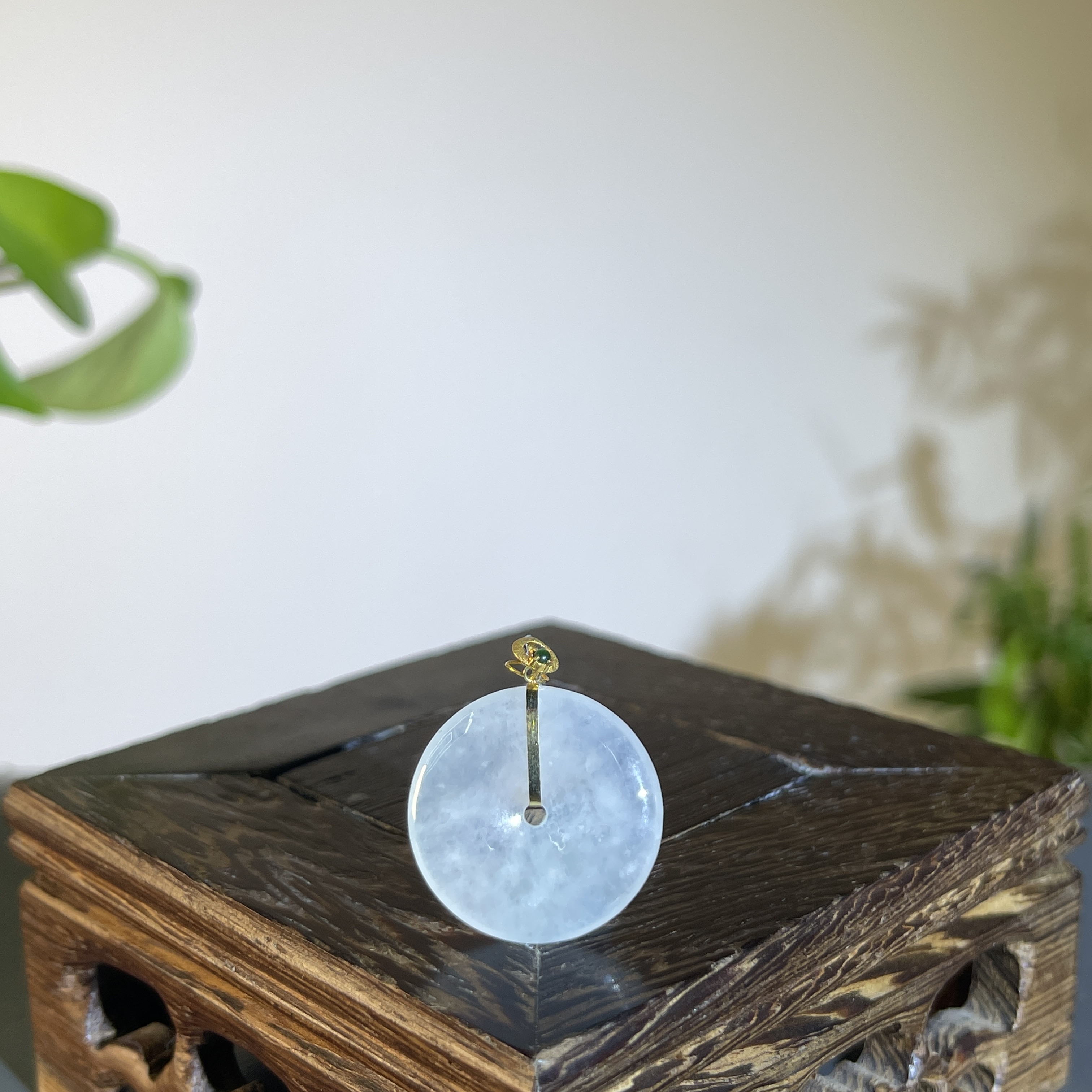 JTB09-184 天然缅甸翡翠A货 18K镶嵌平安扣