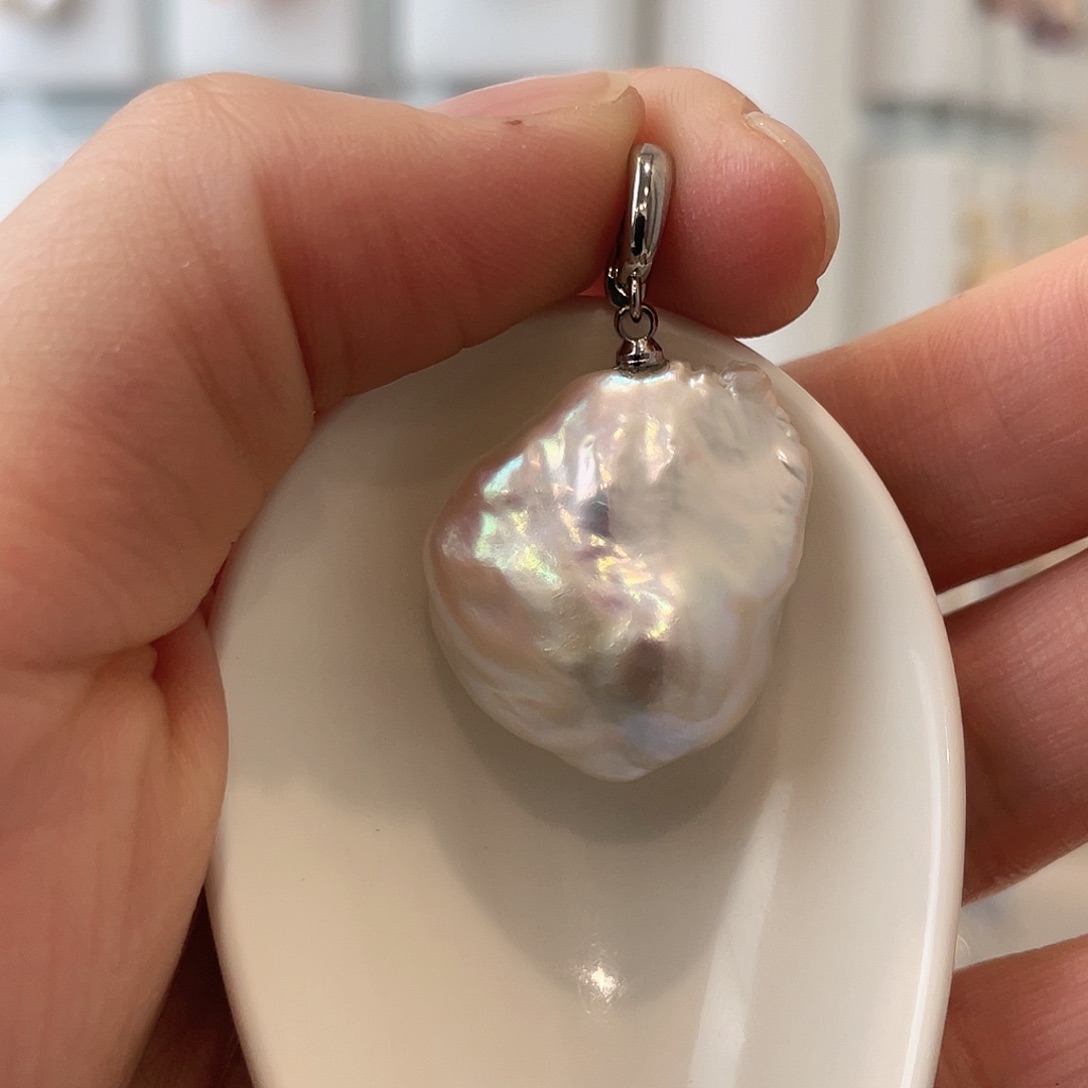 淡水珍珠天然珍珠巴洛克银S925镶嵌