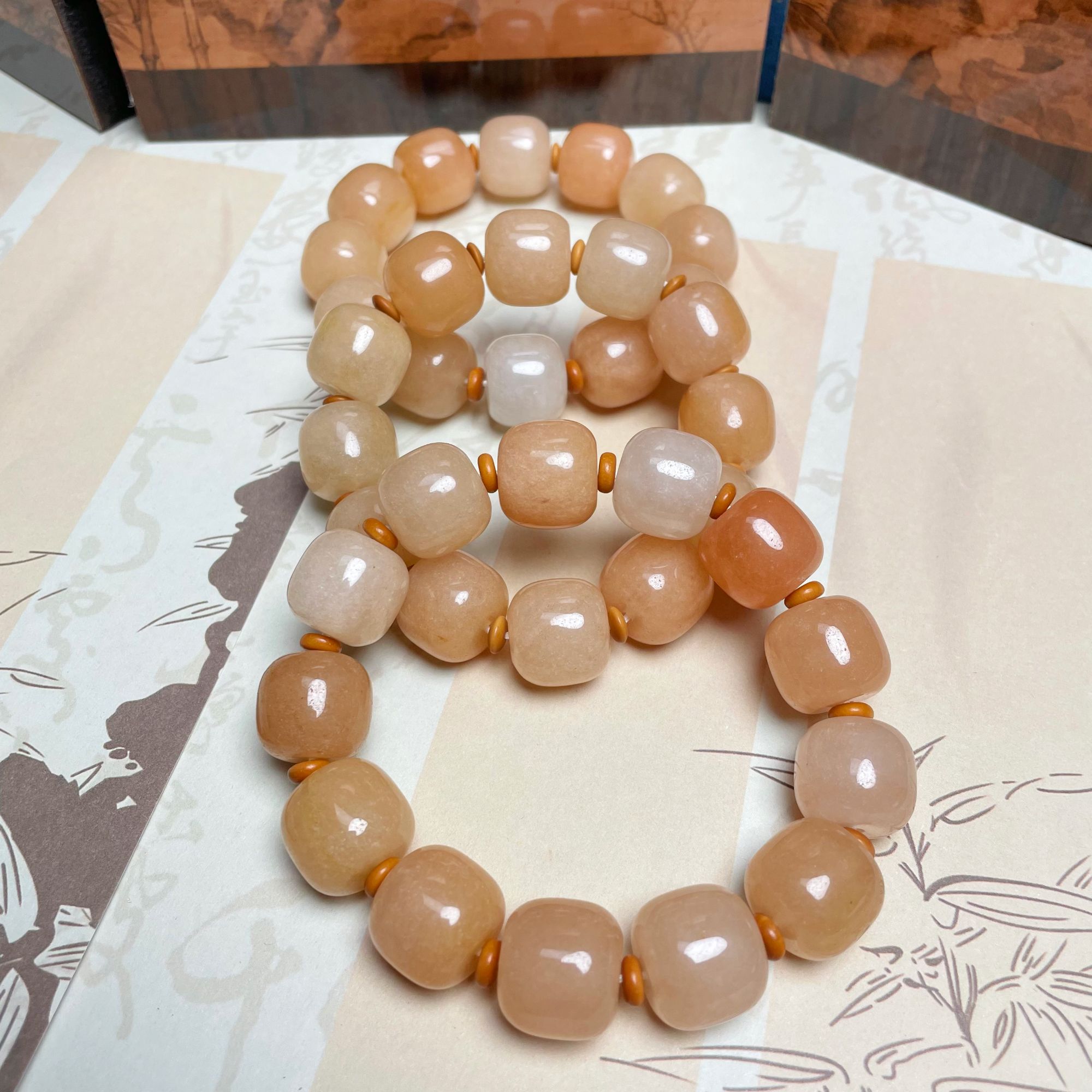 天然金丝玉老型珠单圈手串男女同款时尚百搭手串送女士礼物