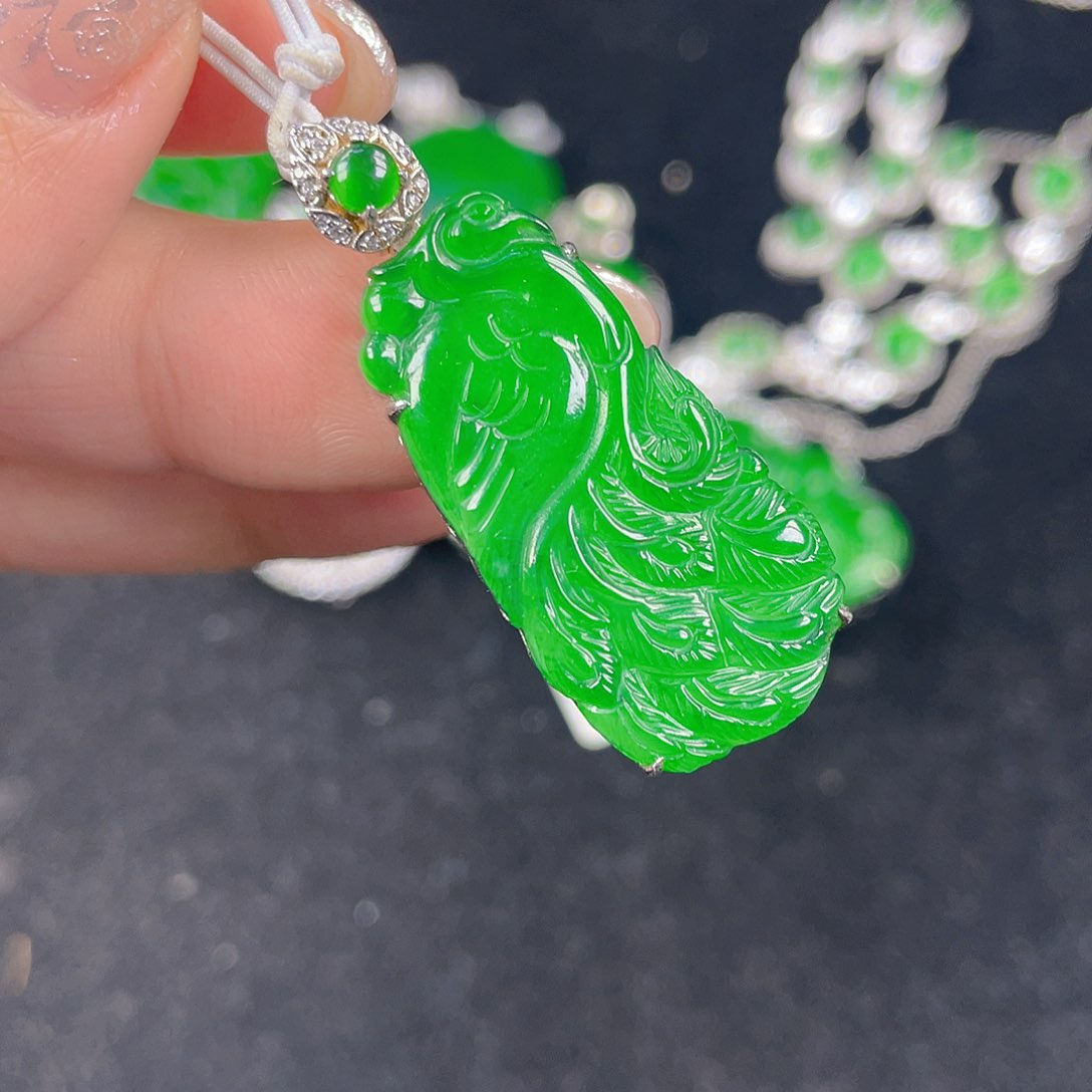 翡翠吊坠(不含链)银S925镶嵌
