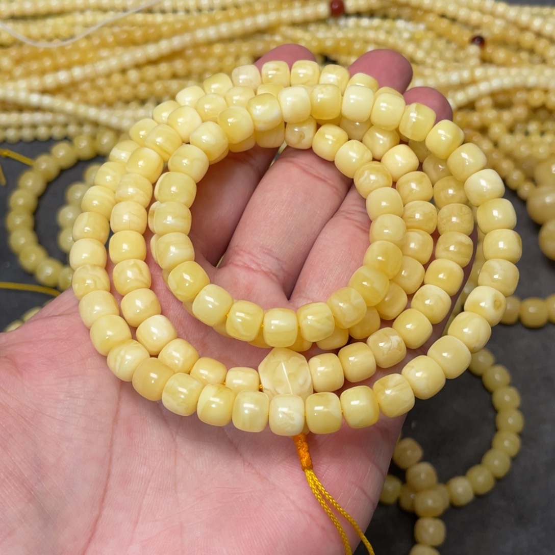 蜜蜡裸石未镶嵌蜜蜡佛珠8mm