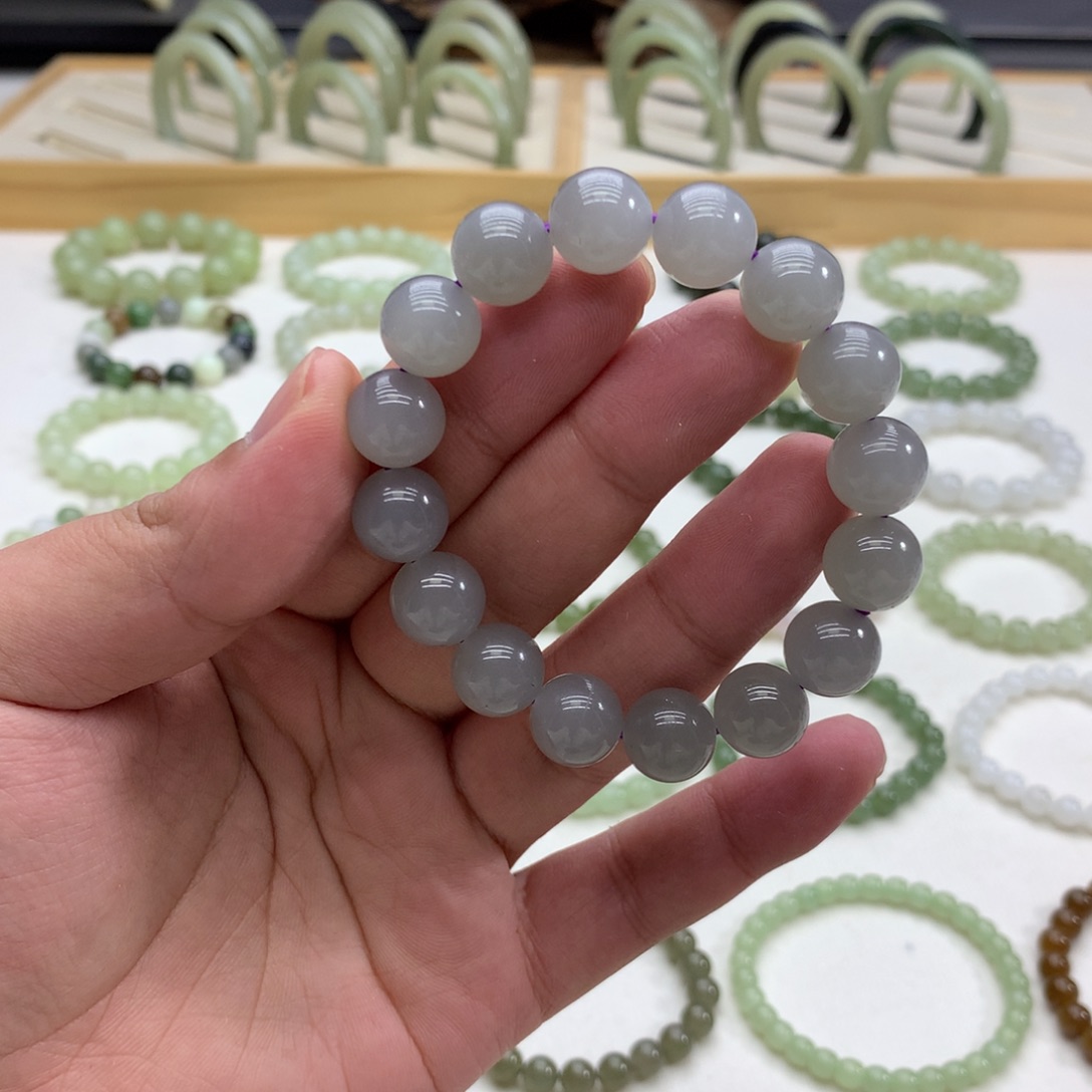 和田玉手串（冰烟紫11.8）未镶嵌