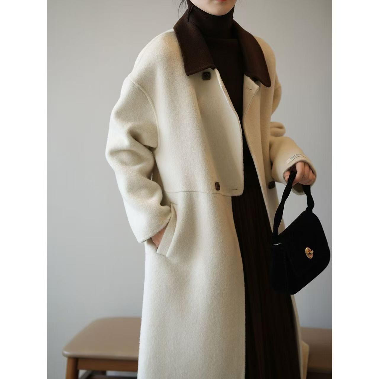 （001-200）冬季加厚双面呢子外套加棉长款X清仓处理不售后默认瑕疵