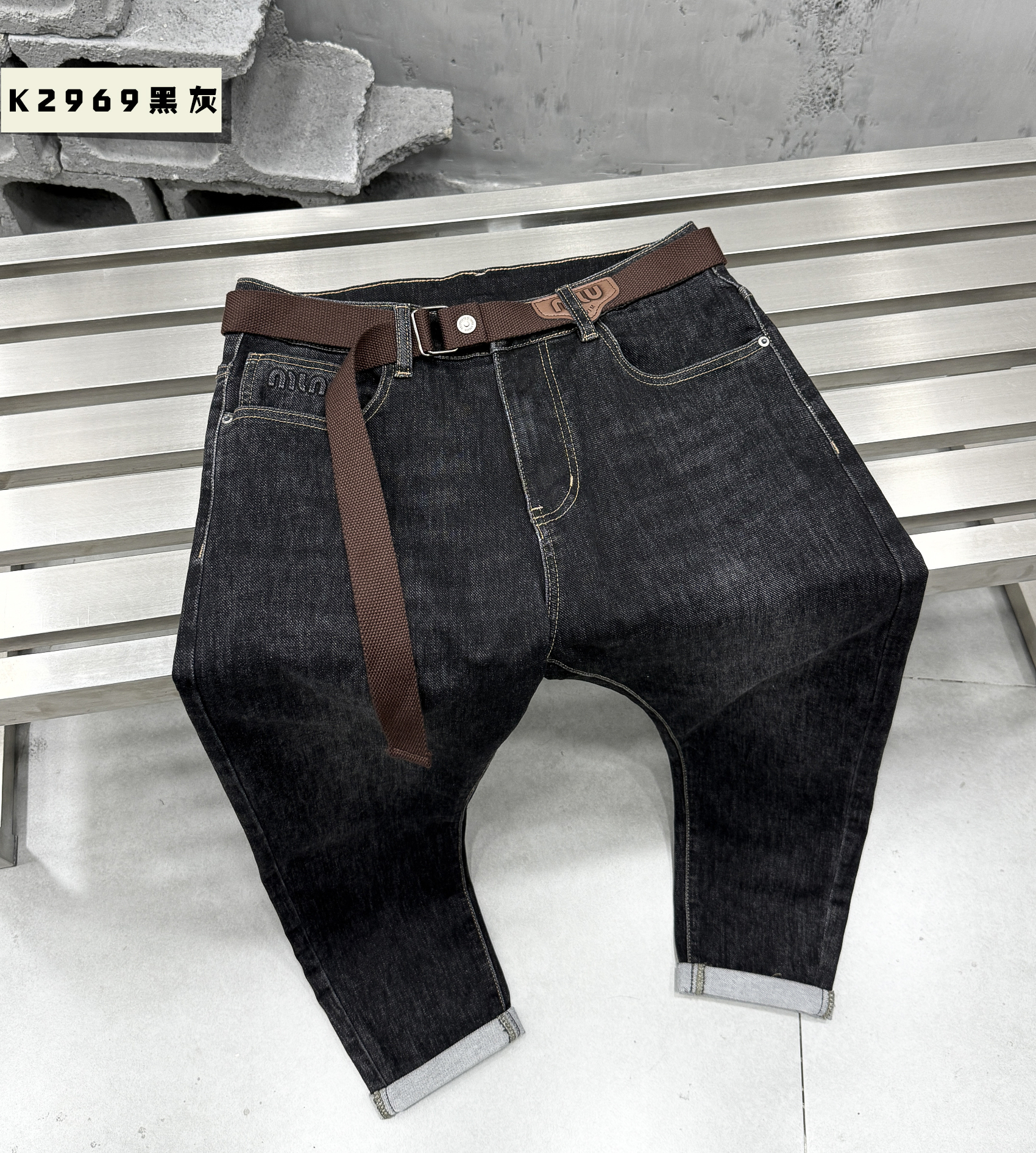 男士2025秋季新款水洗软牛仔K2969黑