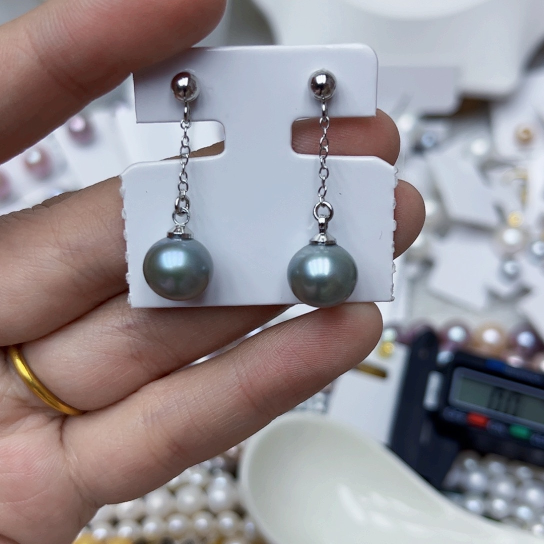 淡水珍珠耳饰银S925镶嵌