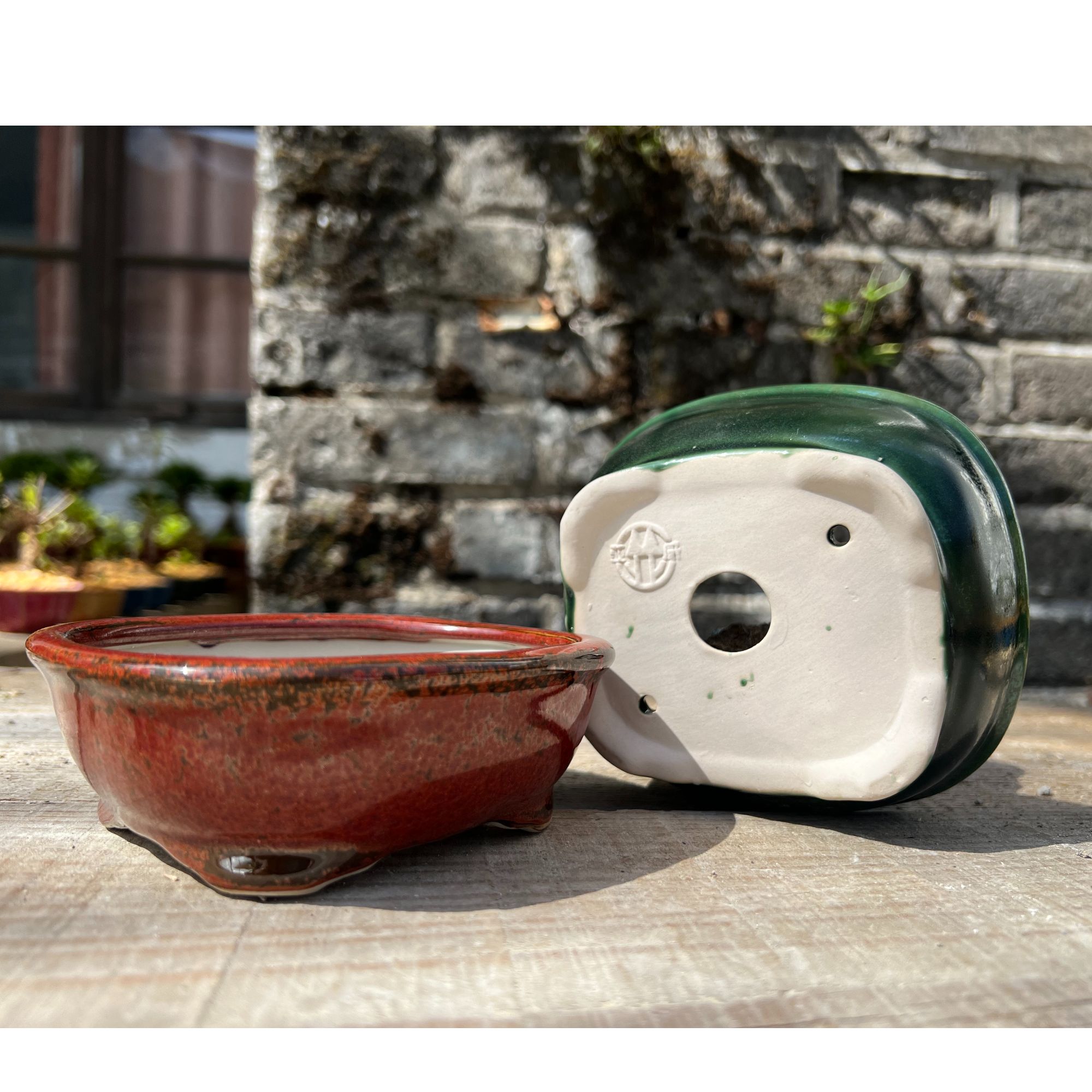 22号全品-盆景素材釉盆 外径12.5*11.5*4.3 高温窑变盆景花盆