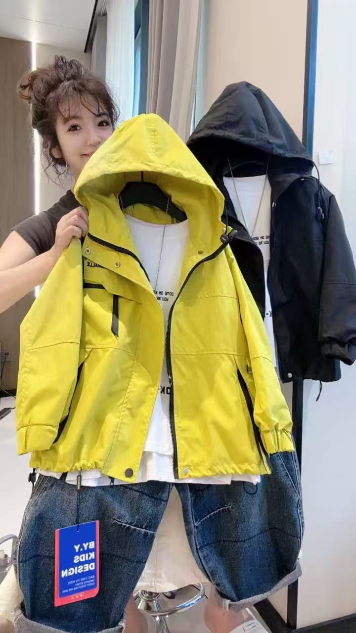潮牌连帽夹克外套男童2025春季新款洋气上衣纯色百搭儿童拉链衫潮