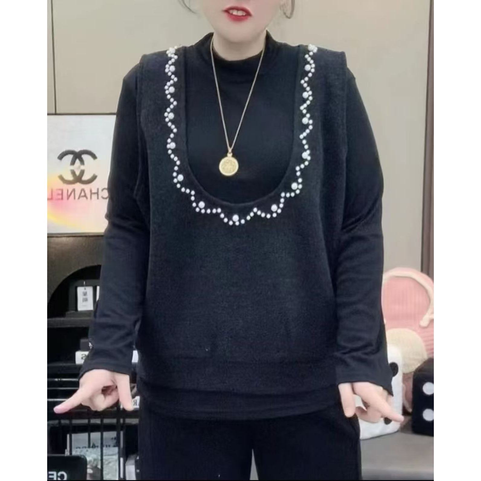 《东北徐老大推荐》大码女装冬季显瘦时尚百搭重工真两件6011