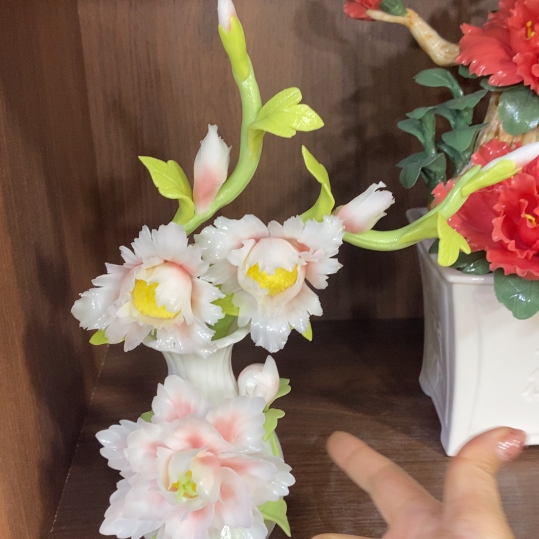 摆件陶瓷手工花摆件