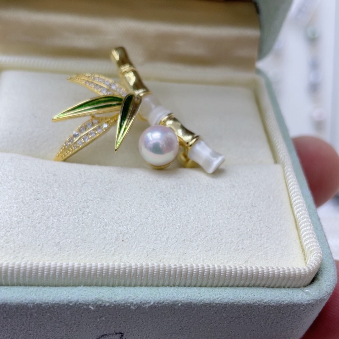 海水珍珠胸针合金