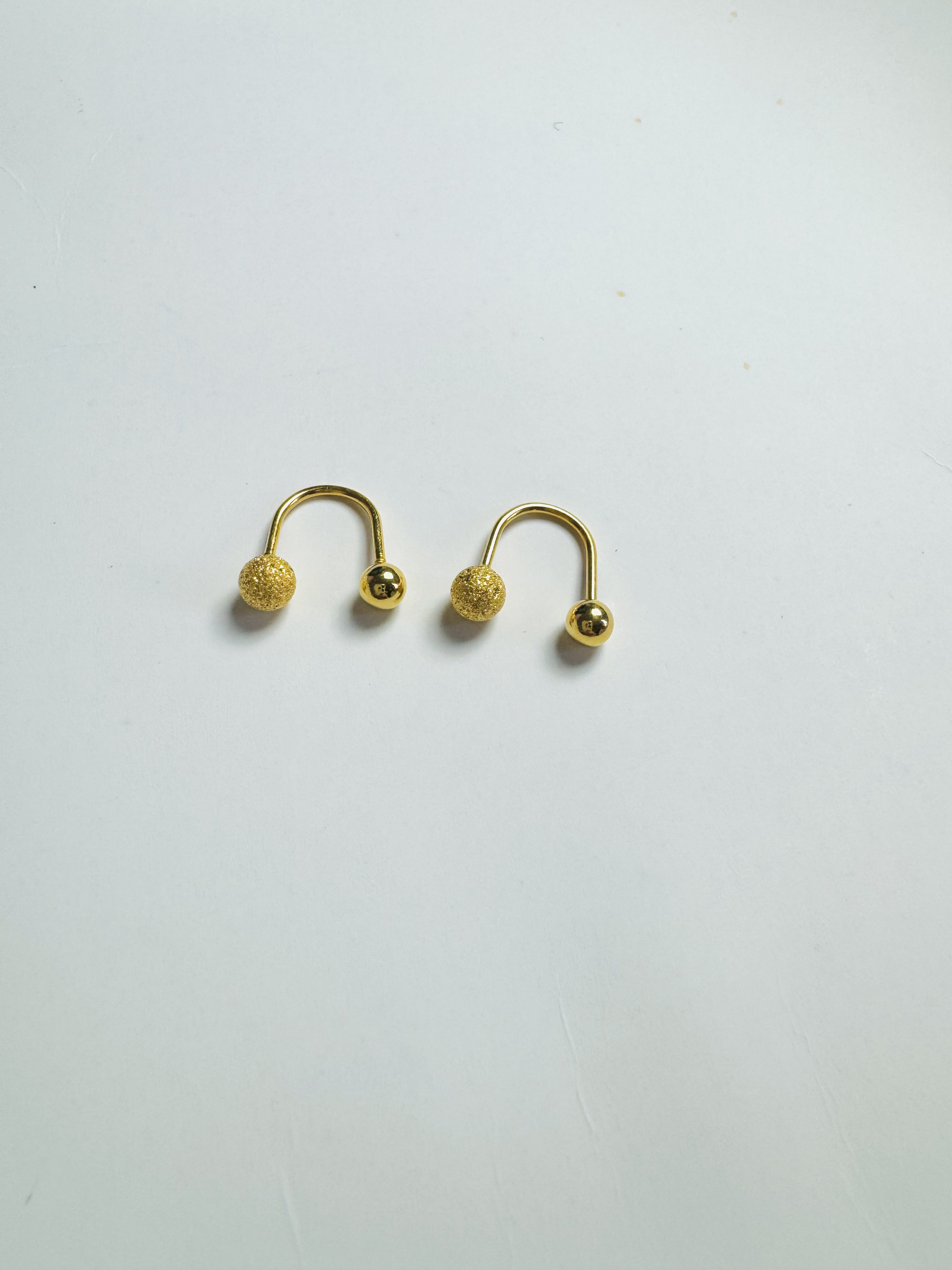 年终狂欢季  足金999 黄金U型螺丝亮面+磨砂耳钉 气质优雅