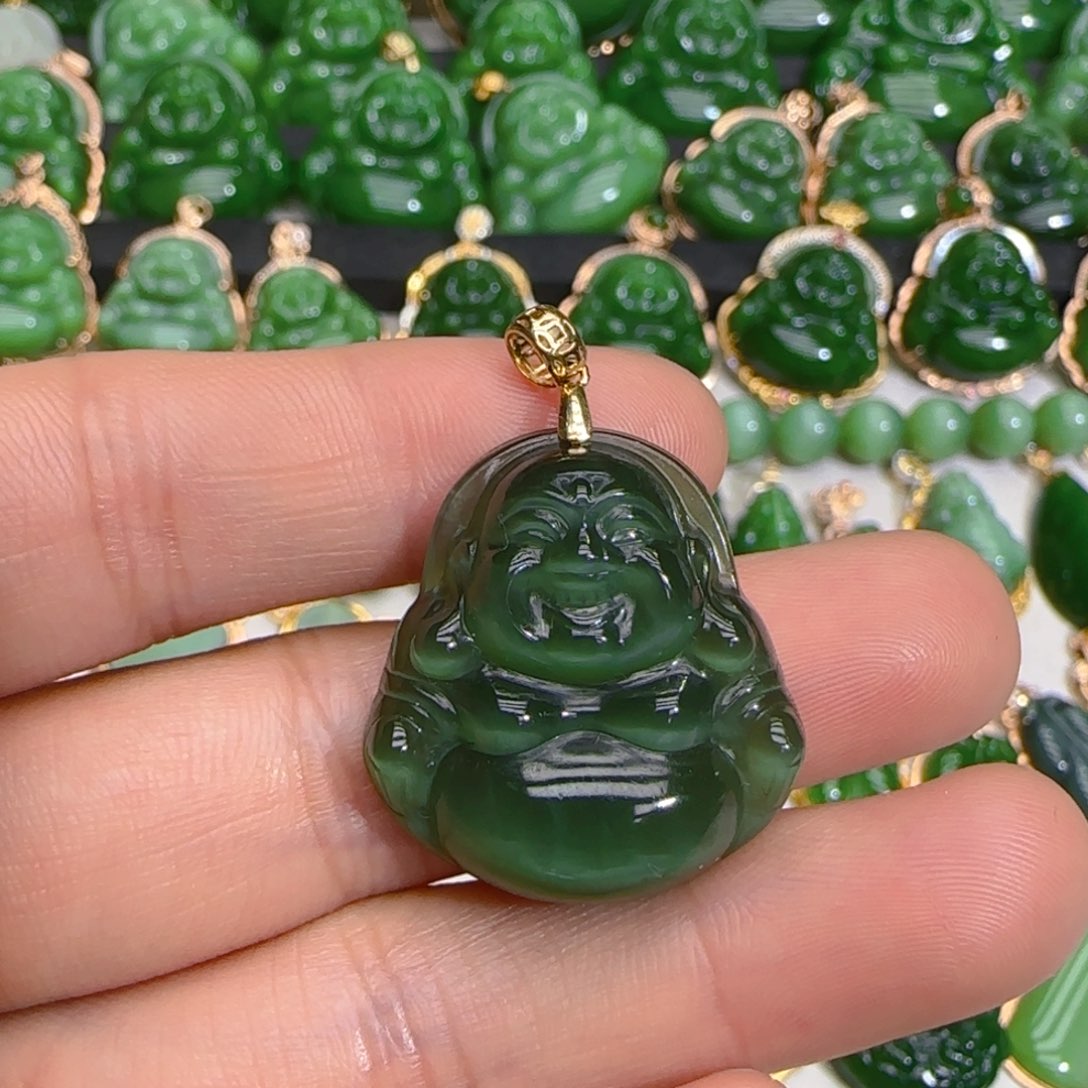 和田玉（碧玉）18K金镶嵌颈饰