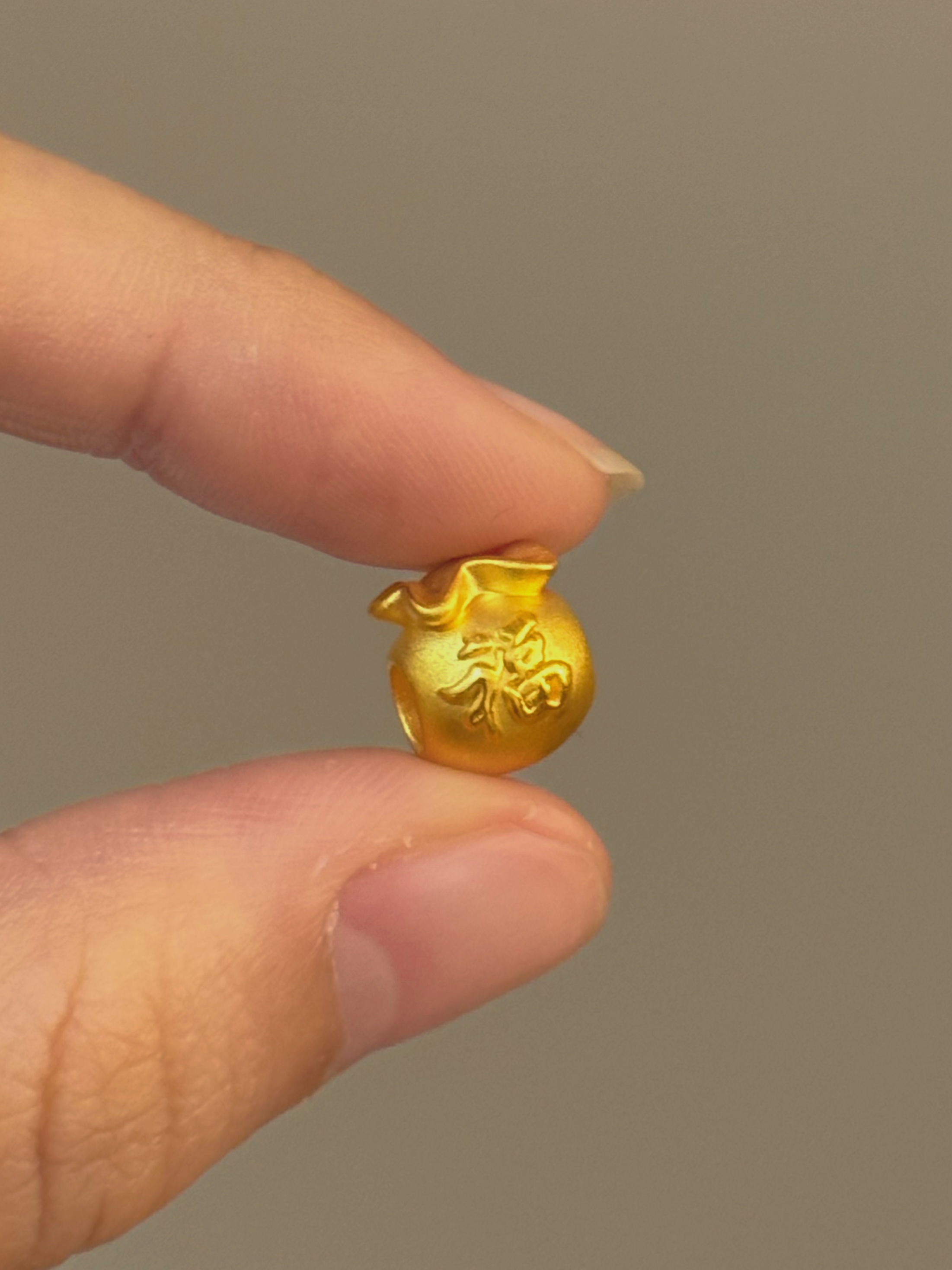 贝贝黄金 足金999 褶皱福袋 素金 转运珠 103