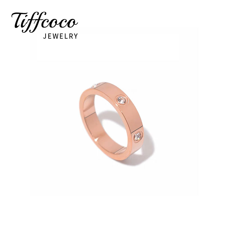 钛钢戒指 Tiffcoco/轻奢高级经典六钻戒指