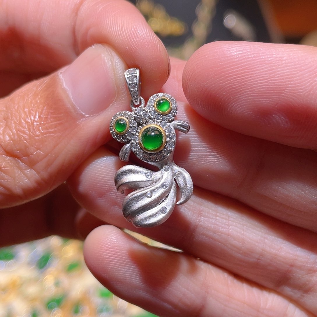 翡翠吊坠(不含链)银S925镶嵌