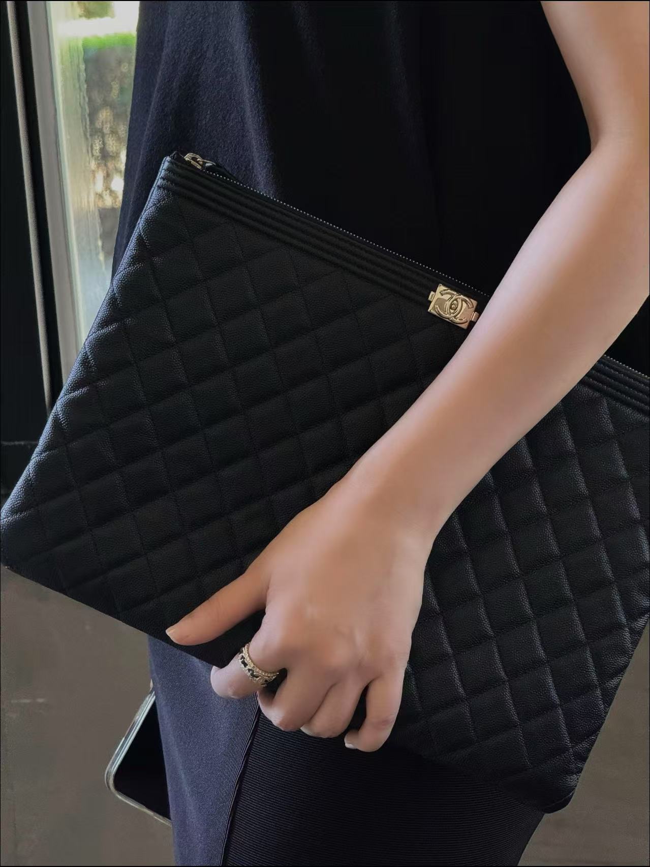 95新 Chanel/香奈儿 CS6012/CHANEL香奈儿 黑金手拿包