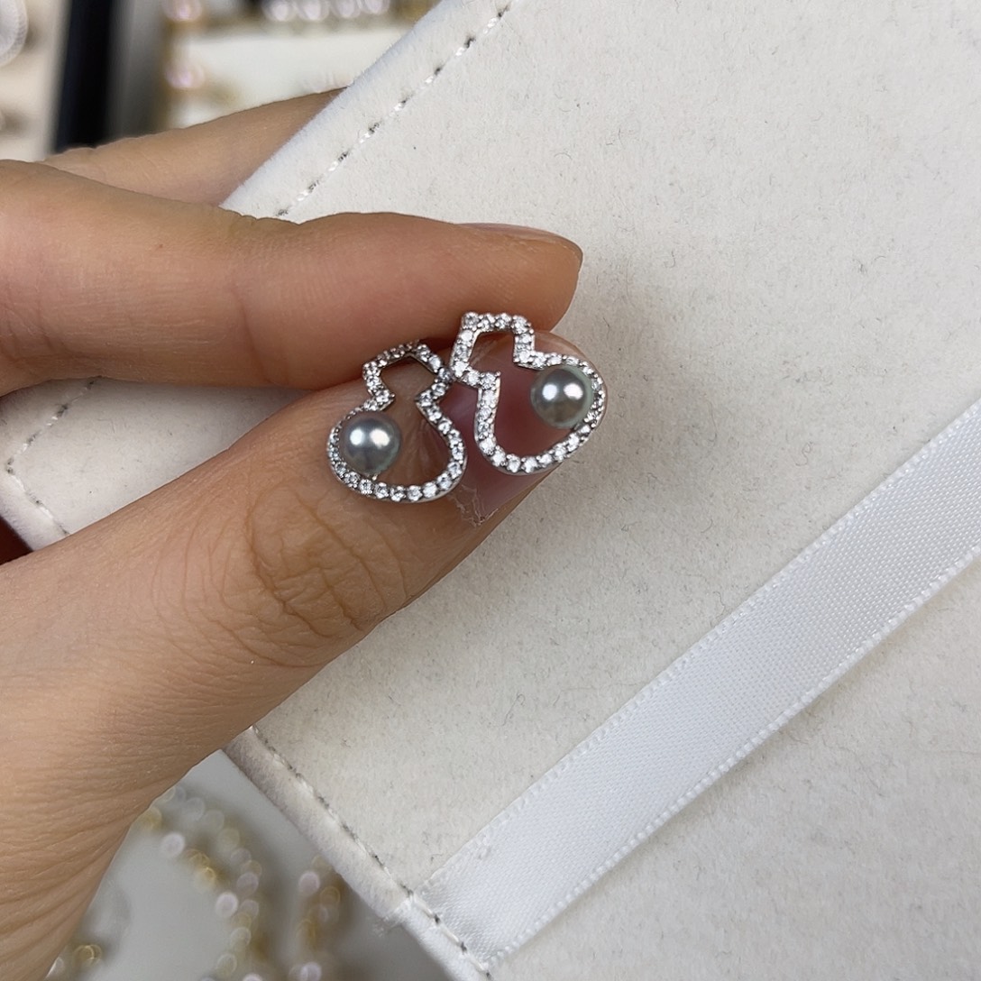 耳饰银S925镶嵌海水珍珠